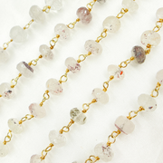 Strawberry Quartz Coated Gold Plated Wire Chain